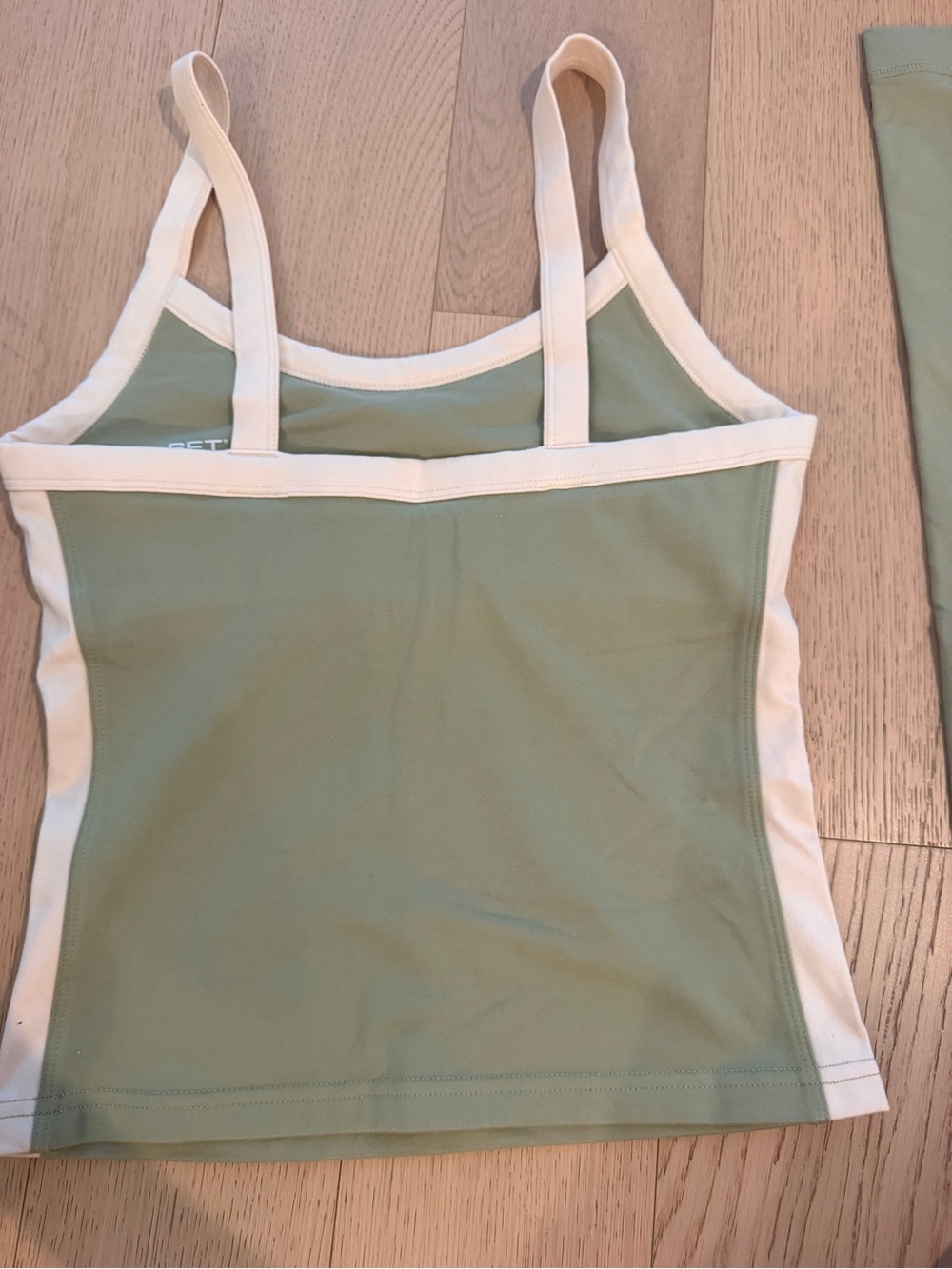 SET Active Olive Green and Cream Contrast Trim Camisole - Picture 2 of 2